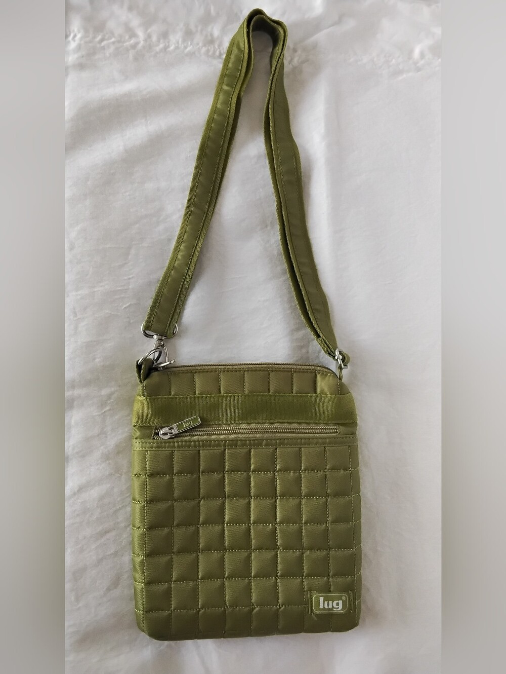 Womens Lug Olive Quilted Crossbody Bag